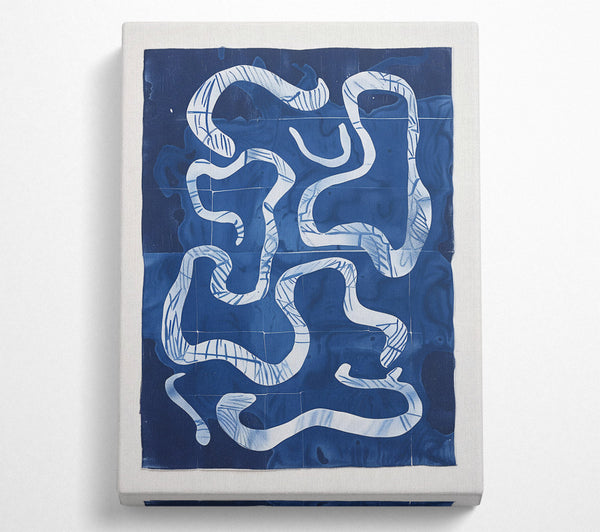  A Canvas Print of Indigo Maze Lines Canvas Art