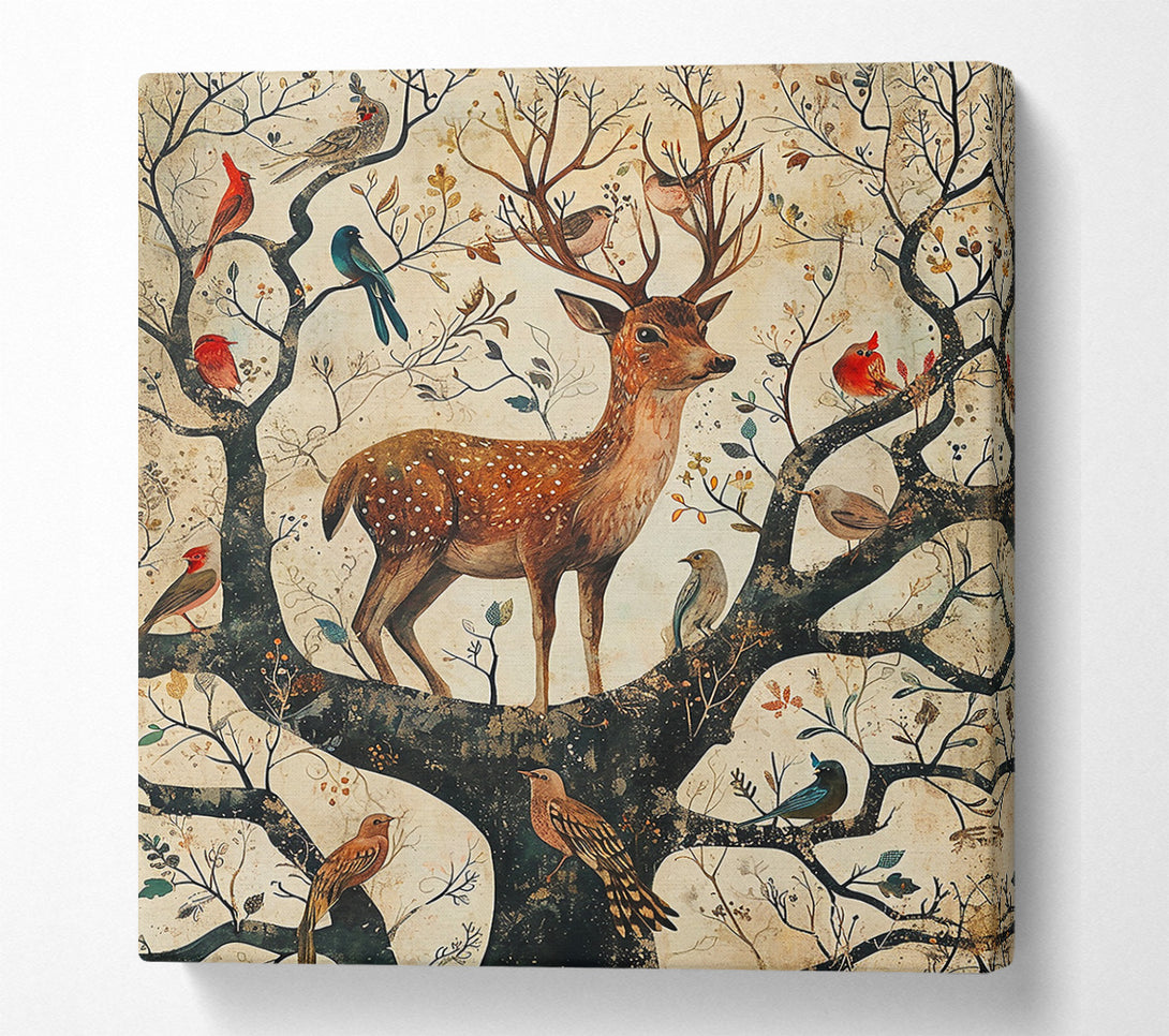  A Canvas Print of Golden Deer In Bloom. Canvas Print