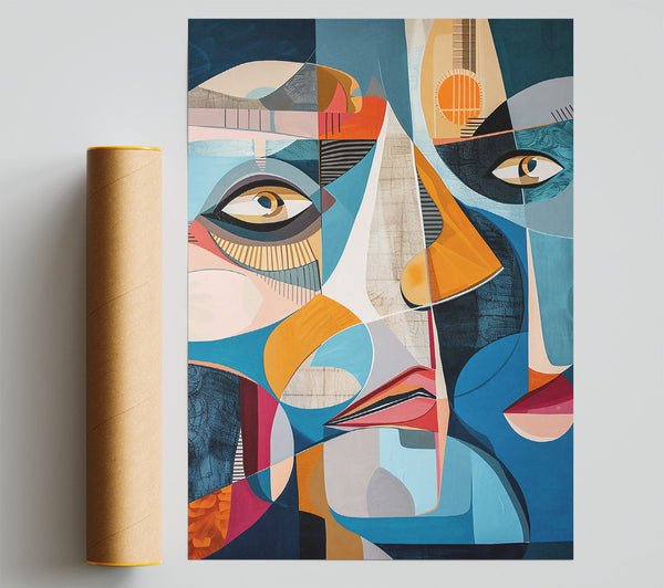 Azure And Orange Geometry Print
