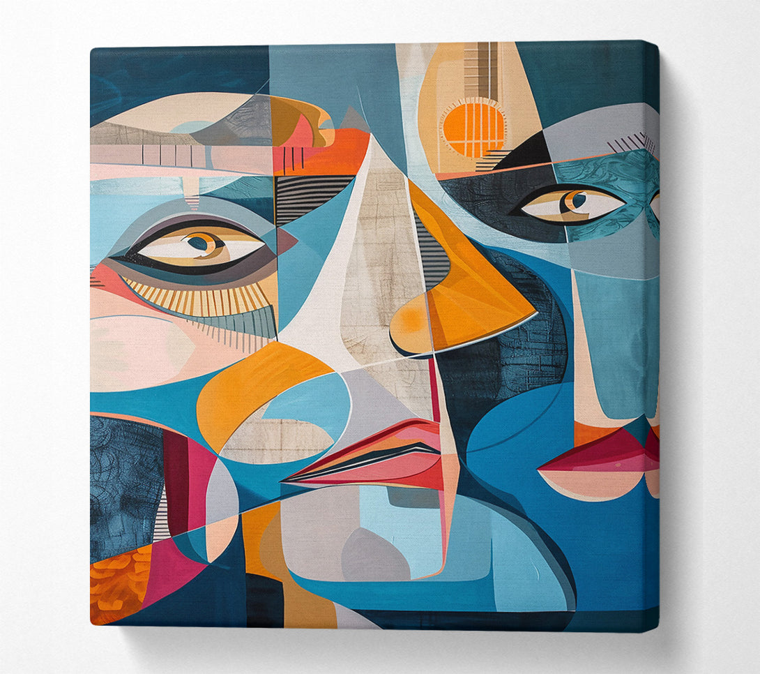  A Canvas Print of Azure And Orange Geometry Canvas Wall Art