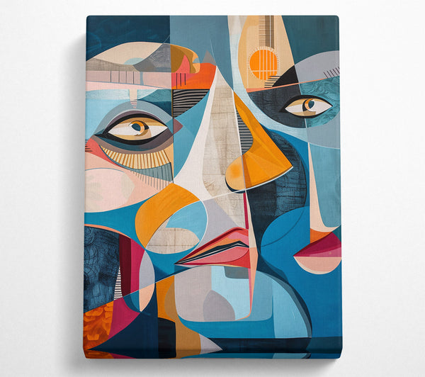  A Canvas Print of Azure And Orange Geometry Canvas Wall Art