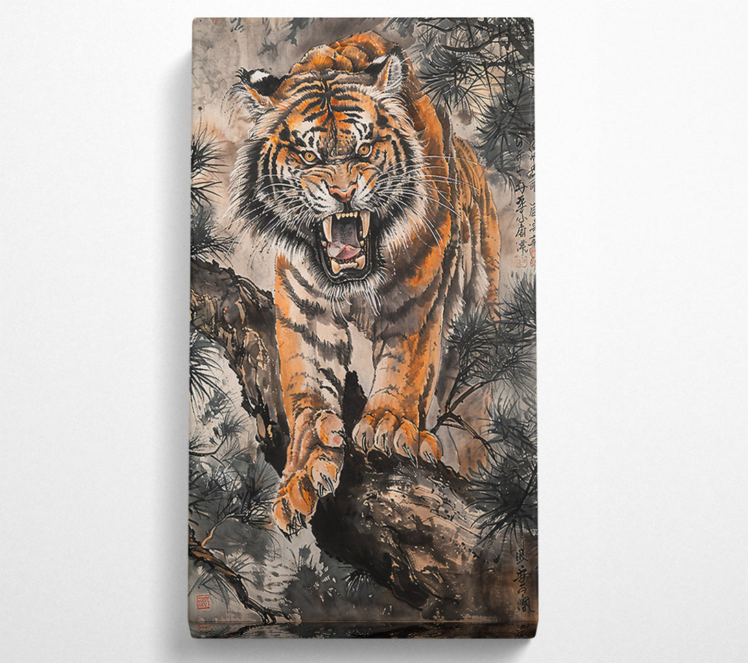  A Canvas Print of Orange Tiger'S Fury Canvas Art
