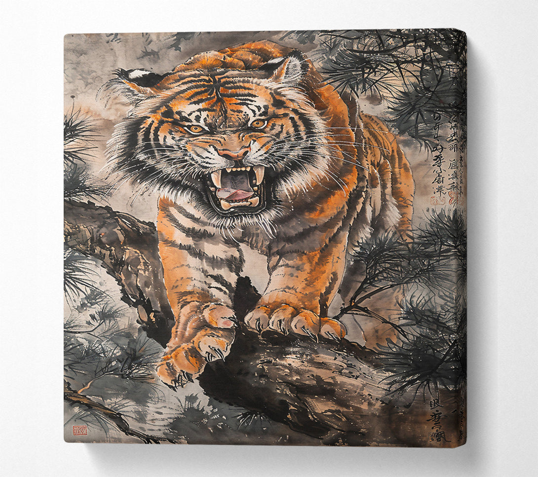  A Canvas Print of Orange Tiger'S Fury Canvas Art