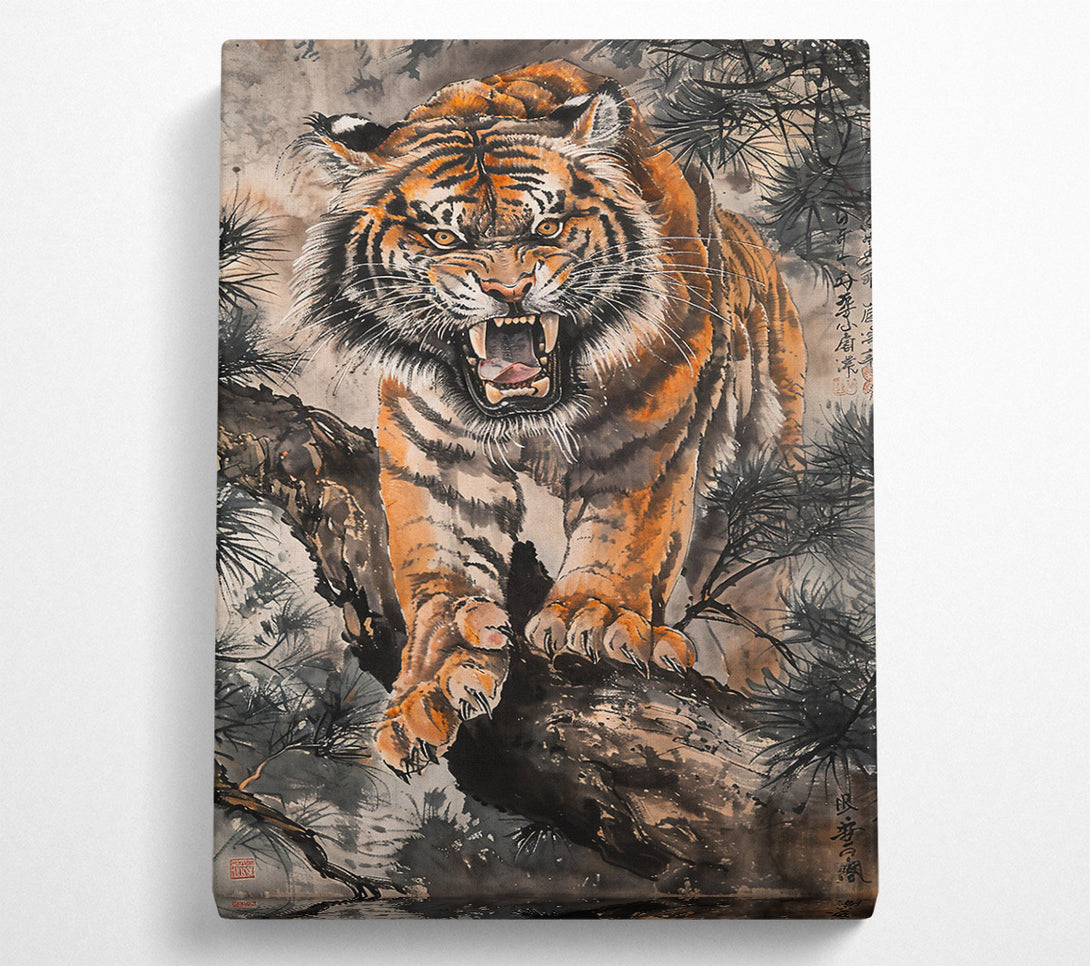  A Canvas Print of Orange Tiger'S Fury Canvas Art
