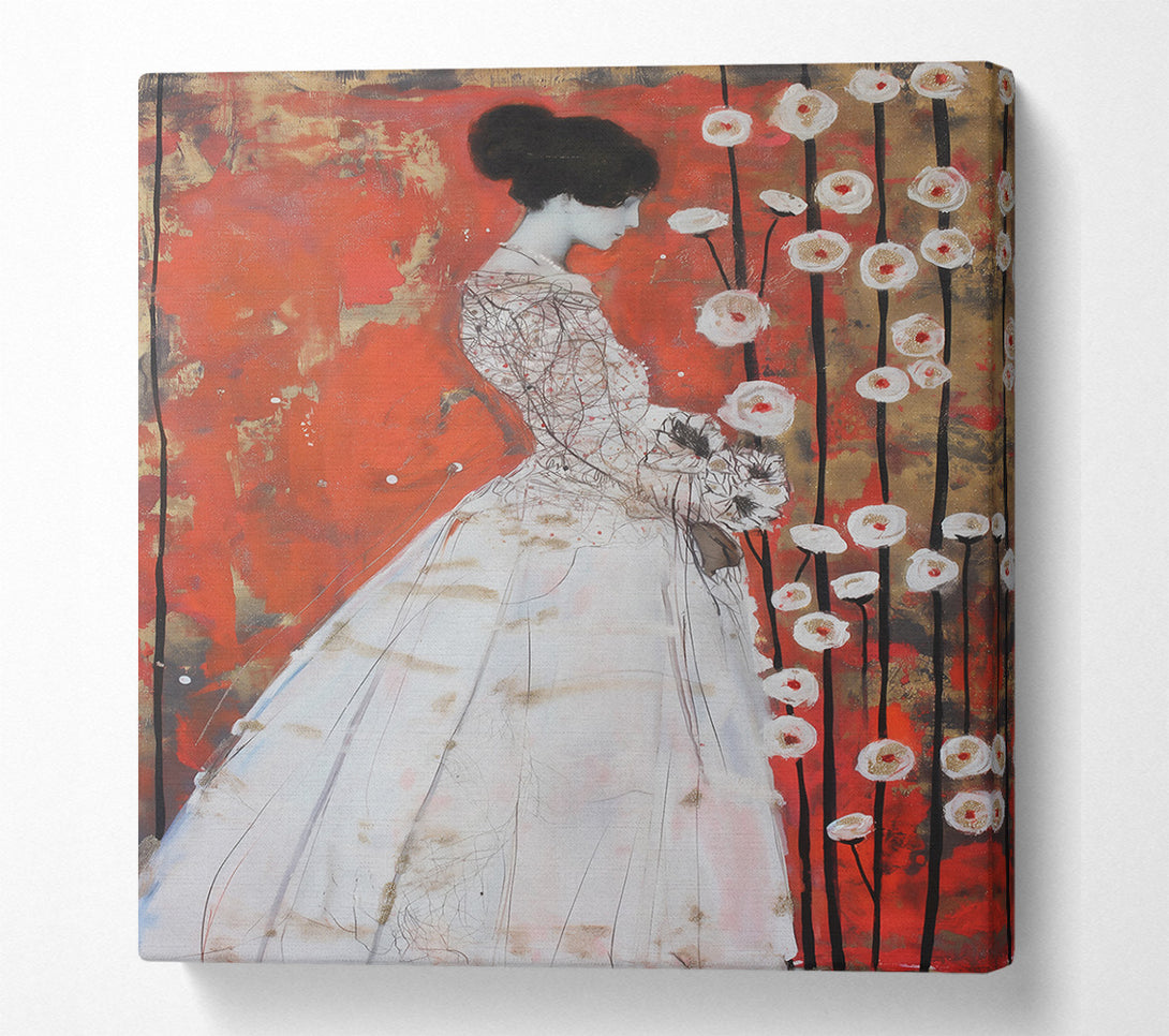  A Canvas Print of Golden Red Bloom Canvas Wall Art