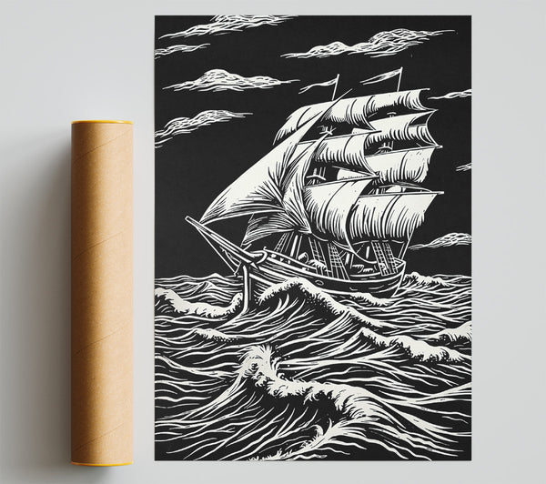White Sails In Black Sea Poster