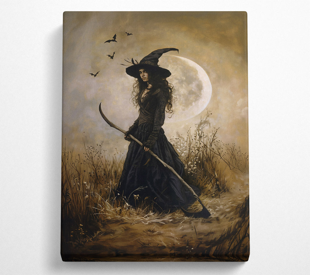  A Canvas Print of Golden Moon Witch Canvas Art