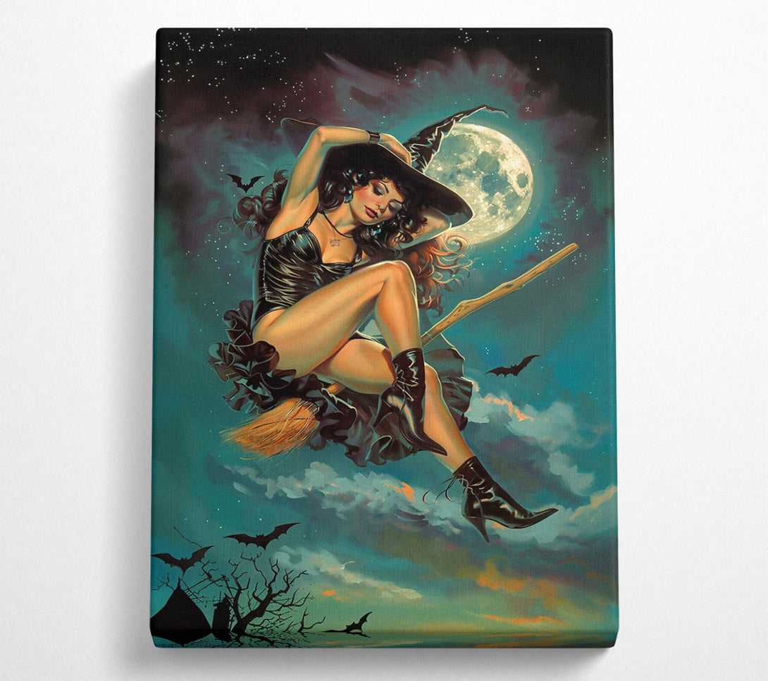  A Canvas Print of Teal Witch'S Flight Canvas Wall Art
