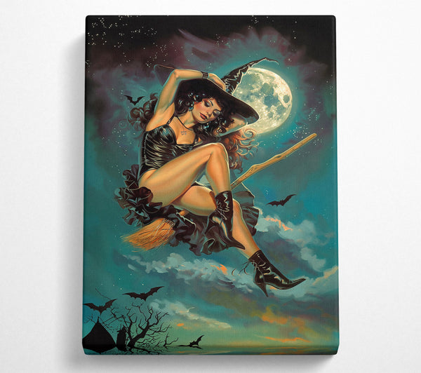  A Canvas Print of Teal Witch'S Flight Canvas Wall Art