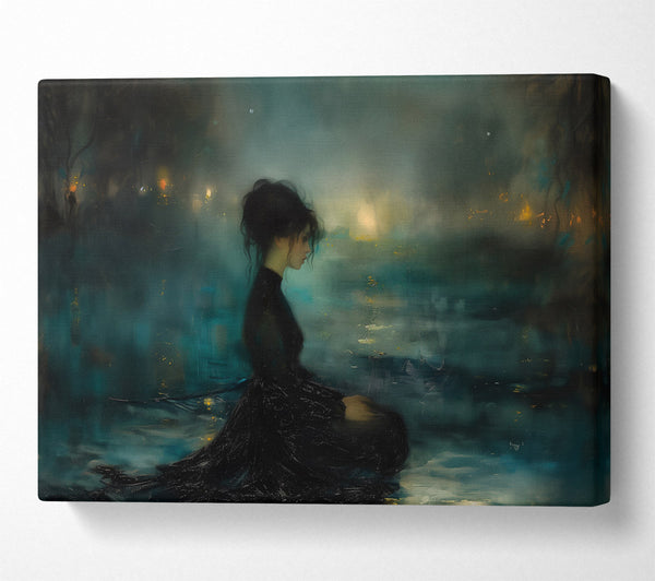  A Canvas Print of Teal Night Reflection Canvas Print