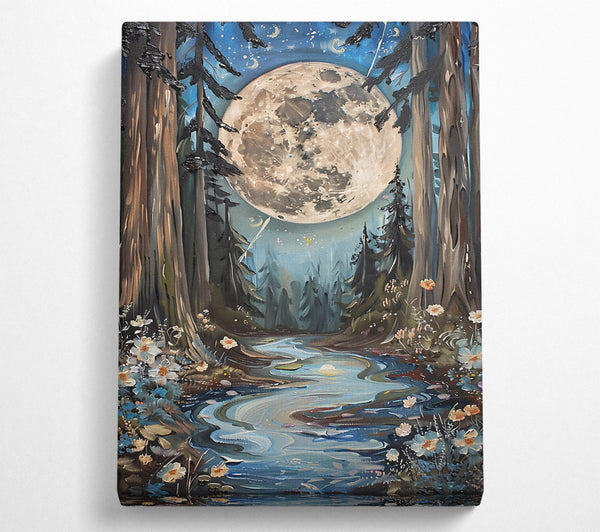  A Canvas Print of Moonlight Blue Stream Canvas Art