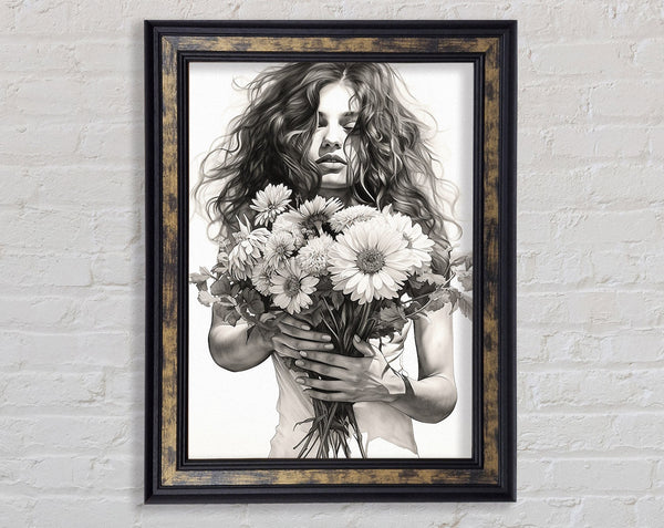 Holding Flowers Framed Print