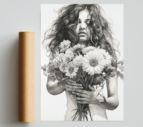 Holding Flowers Print
