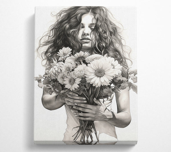  A Canvas Print of Holding Flowers Canvas Wall Art