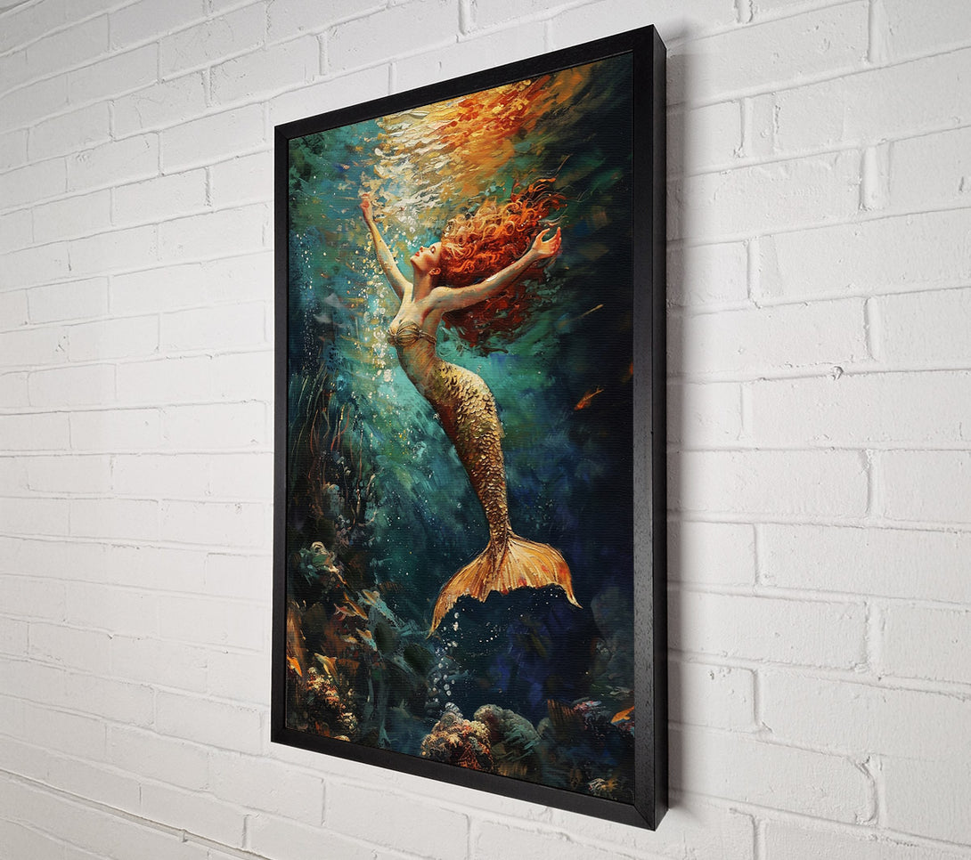  A Canvas Print of Golden Mermaid'S Ascent Canvas Art