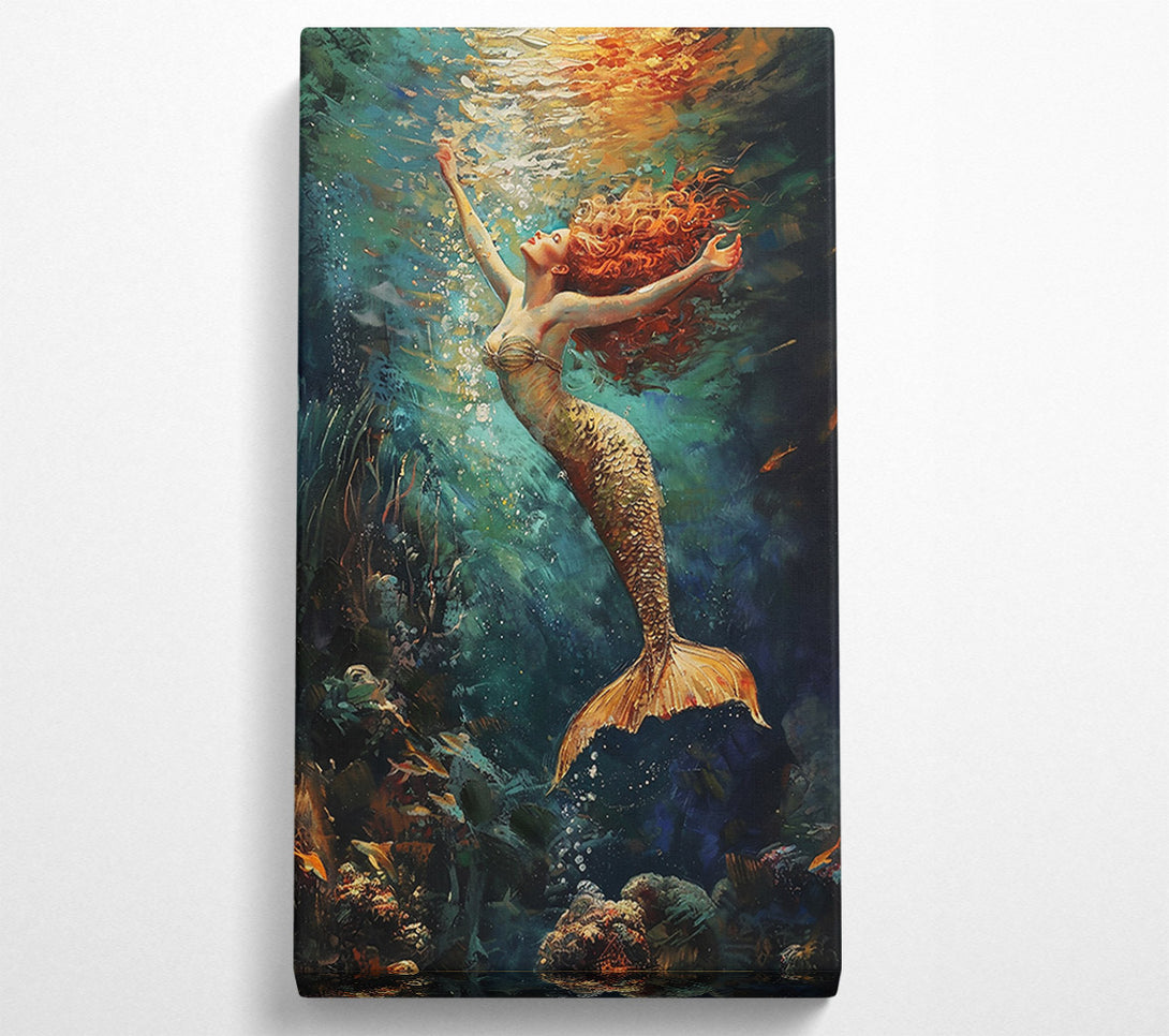  A Canvas Print of Golden Mermaid'S Ascent Canvas Art