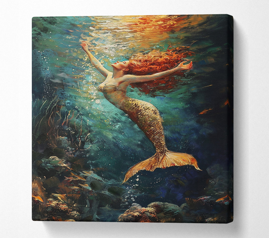  A Canvas Print of Golden Mermaid'S Ascent Canvas Art