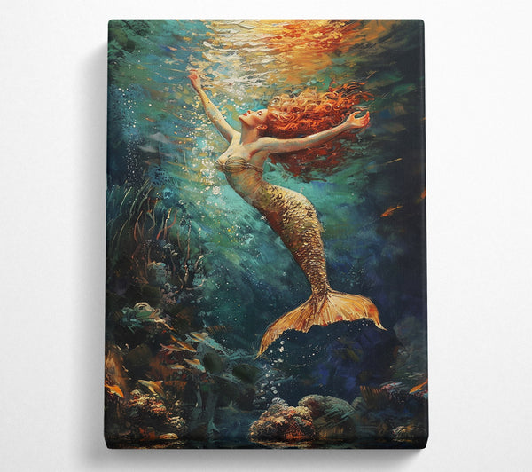  A Canvas Print of Golden Mermaid'S Ascent Canvas Art