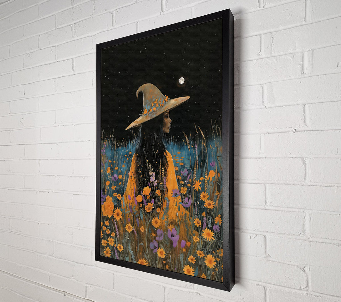  A Canvas Print of Golden Moonlight Witch Canvas Art
