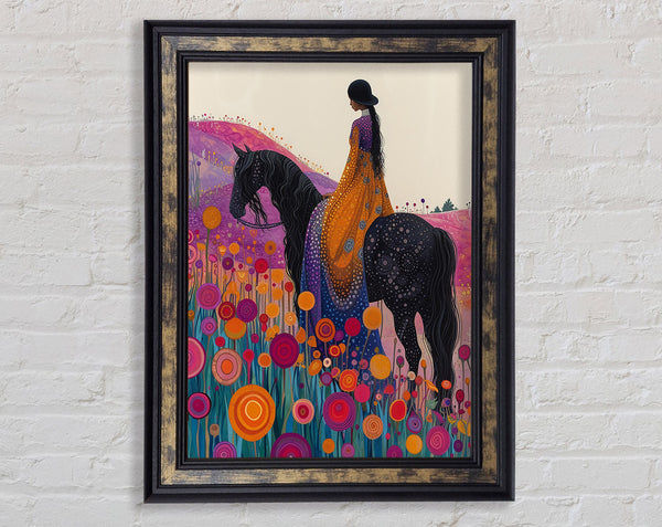 Horse On A Field Of Flowers Framed Print