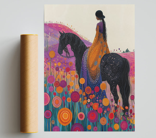 Horse On A Field Of Flowers Print