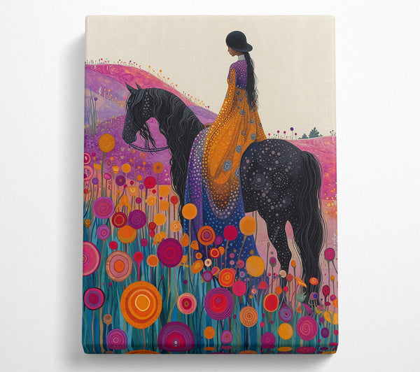  A Canvas Print of Horse On A Field Of Flowers Canvas Wall Art