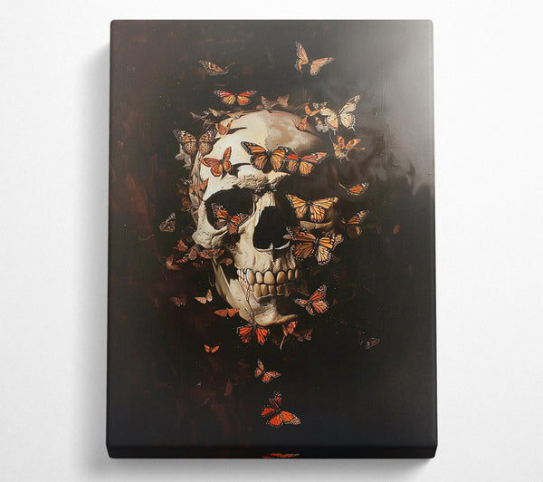  A Canvas Print of Orange Butterfly Skull Canvas Art