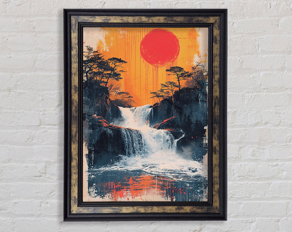 Hot Sun Waterfall Abstract Framed Print