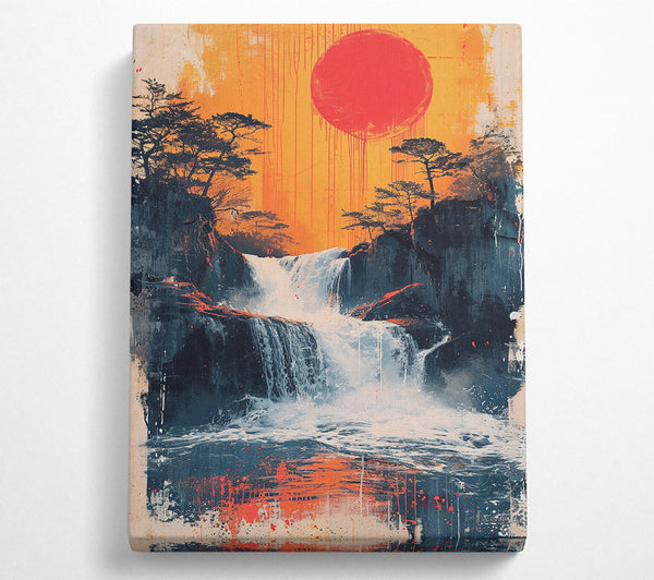  A Canvas Print of Hot Sun Waterfall Abstract Canvas Art
