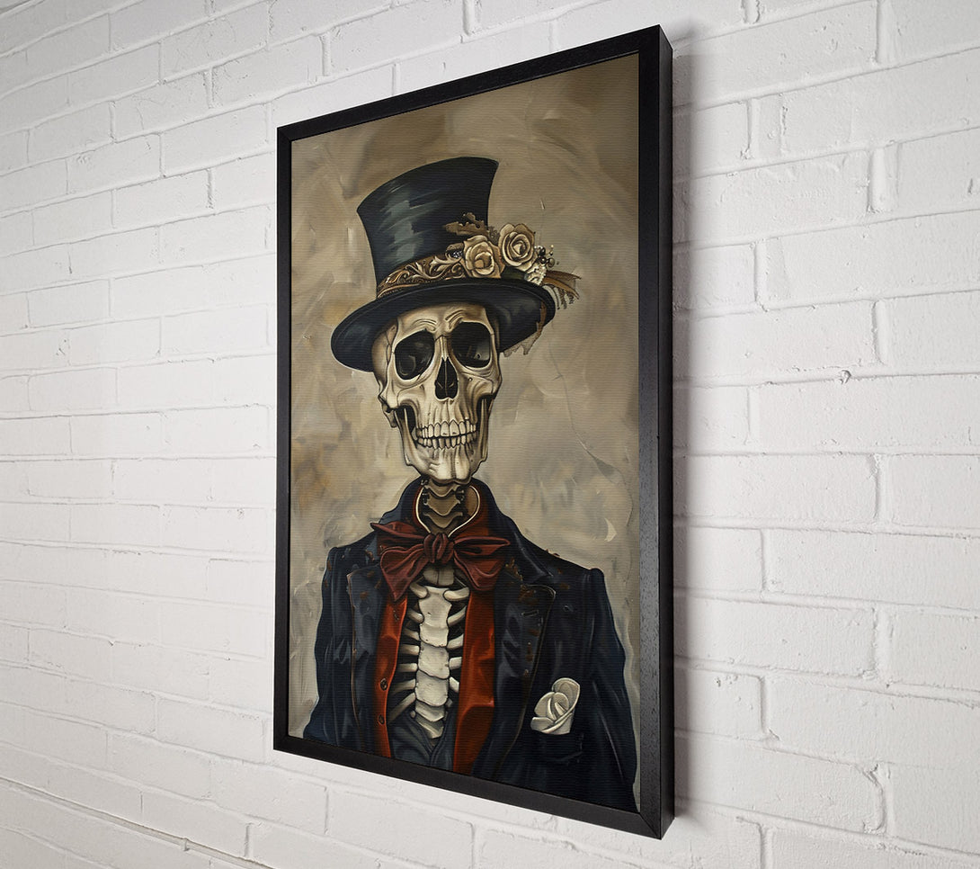 A Canvas Print of Black Bow Skeleton Canvas Wall Art