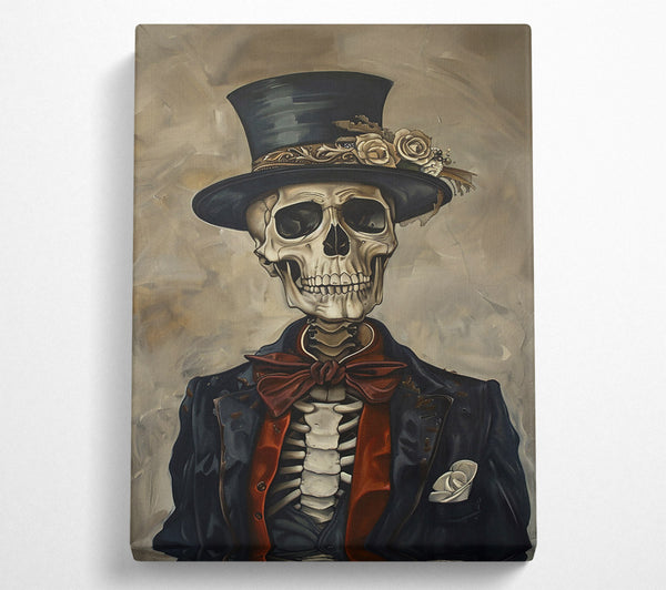  A Canvas Print of Black Bow Skeleton Canvas Wall Art
