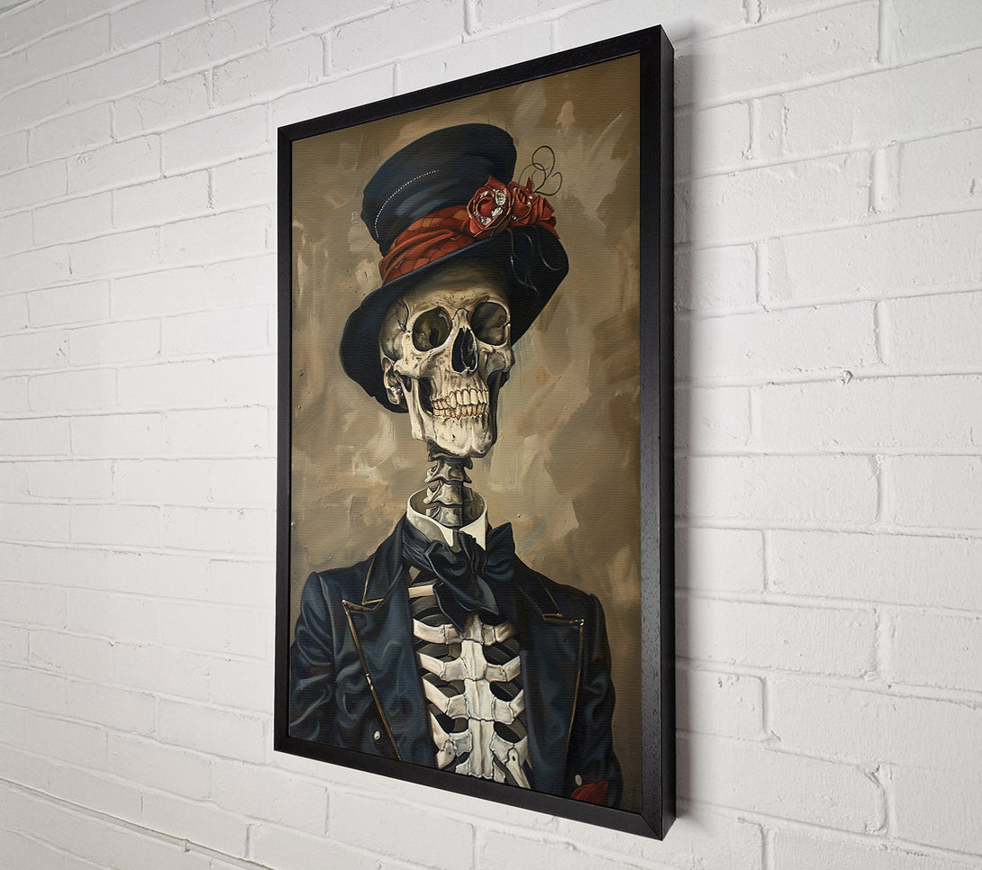  A Canvas Print of The Black Bowed Skeleton Canvas Wall Art