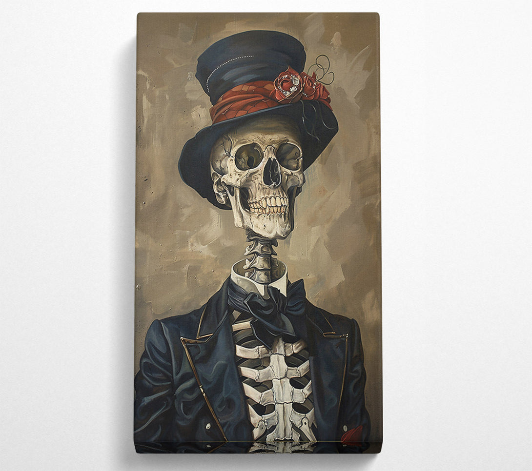  A Canvas Print of The Black Bowed Skeleton Canvas Wall Art