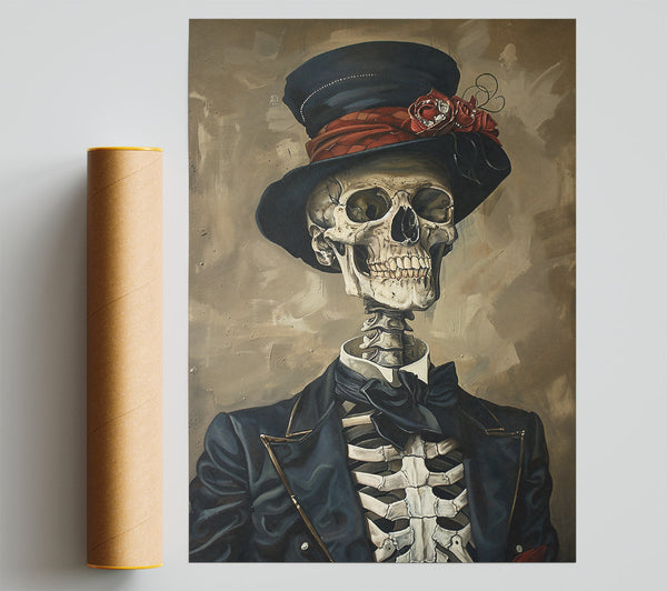 The Black Bowed Skeleton Giclee Print