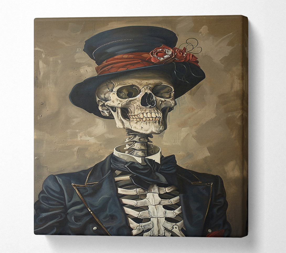  A Canvas Print of The Black Bowed Skeleton Canvas Wall Art