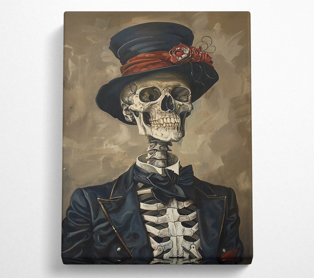  A Canvas Print of The Black Bowed Skeleton Canvas Wall Art