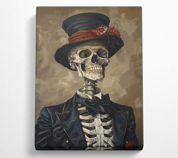  A Canvas Print of The Black Bowed Skeleton Canvas Wall Art