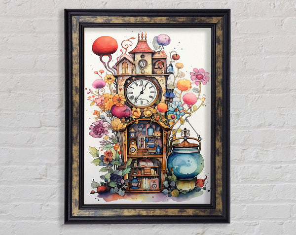 House And Clock Framed Print
