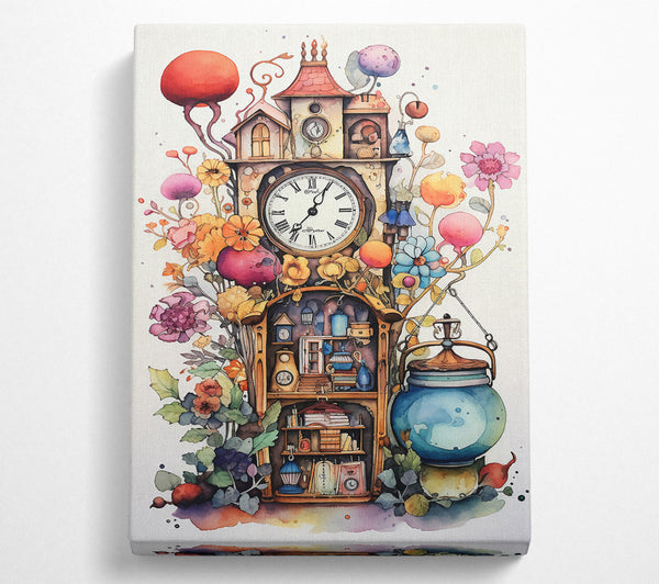  A Canvas Print of House And Clock Canvas Wall Art