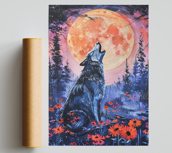 Orange Moon Howl Print