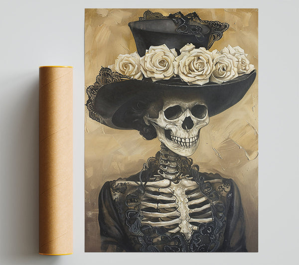 Golden Lace Skull Giclee Print