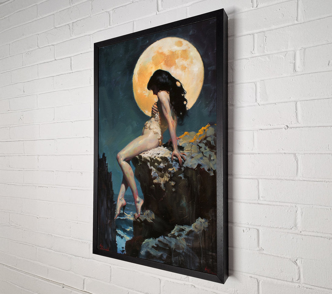  A Canvas Print of Golden Moonlit Embrace Canvas Wall Art