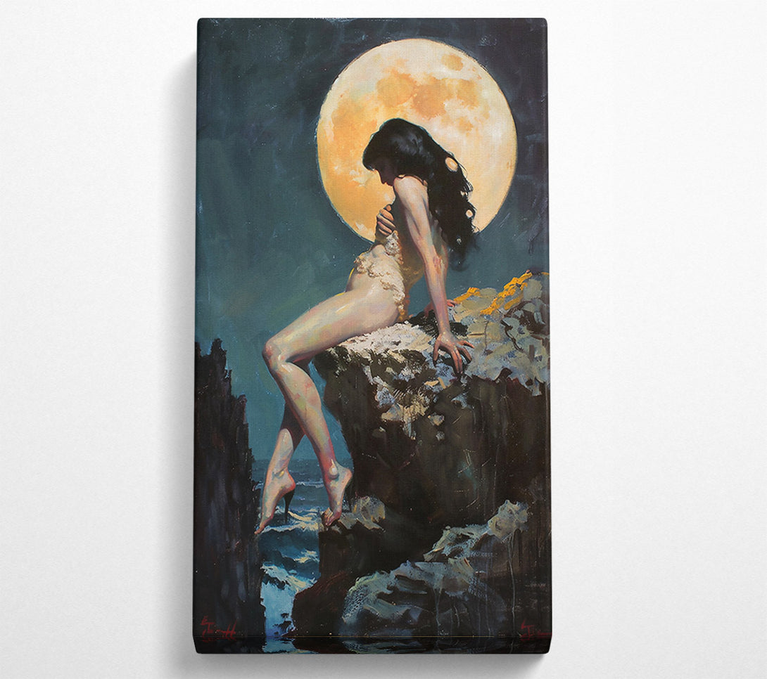  A Canvas Print of Golden Moonlit Embrace Canvas Wall Art
