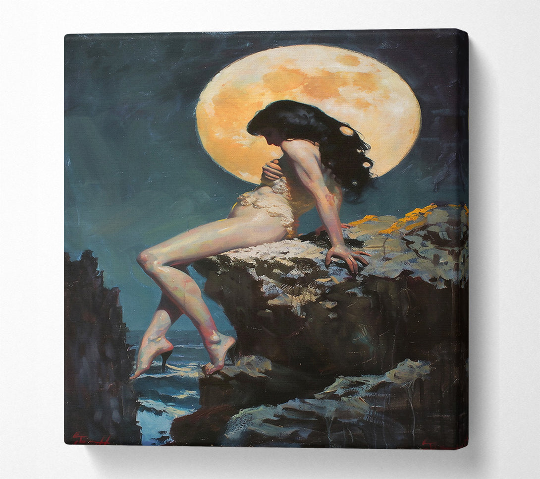  A Canvas Print of Golden Moonlit Embrace Canvas Wall Art