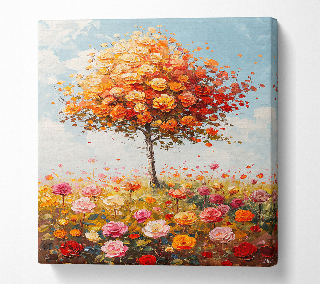  A Canvas Print of Orange Rose Garden Canvas Wall Art