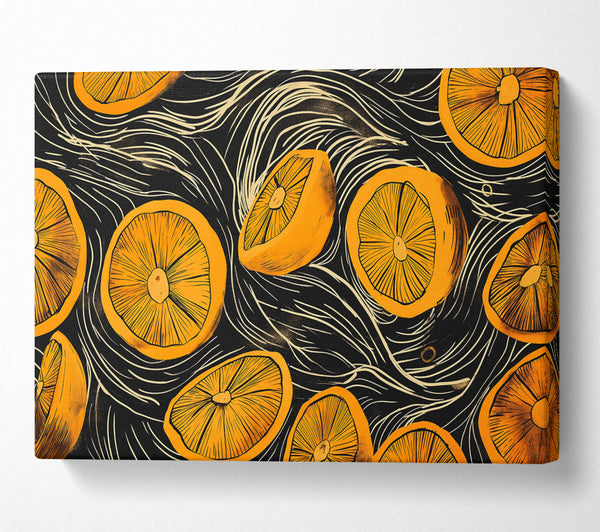  A Canvas Print of Orange Swirls And Lines Canvas Wall Art