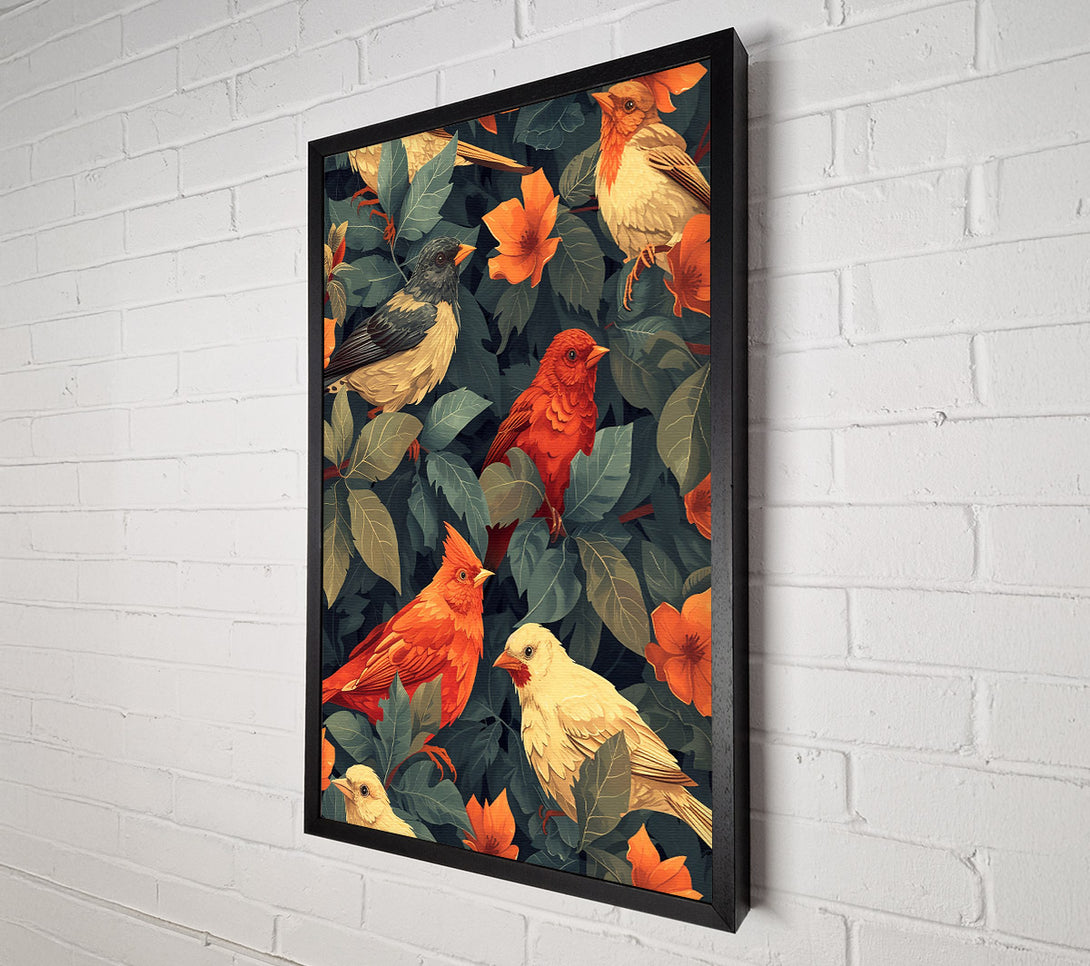  A Canvas Print of Orange Birds In Bloom Canvas Wall Art