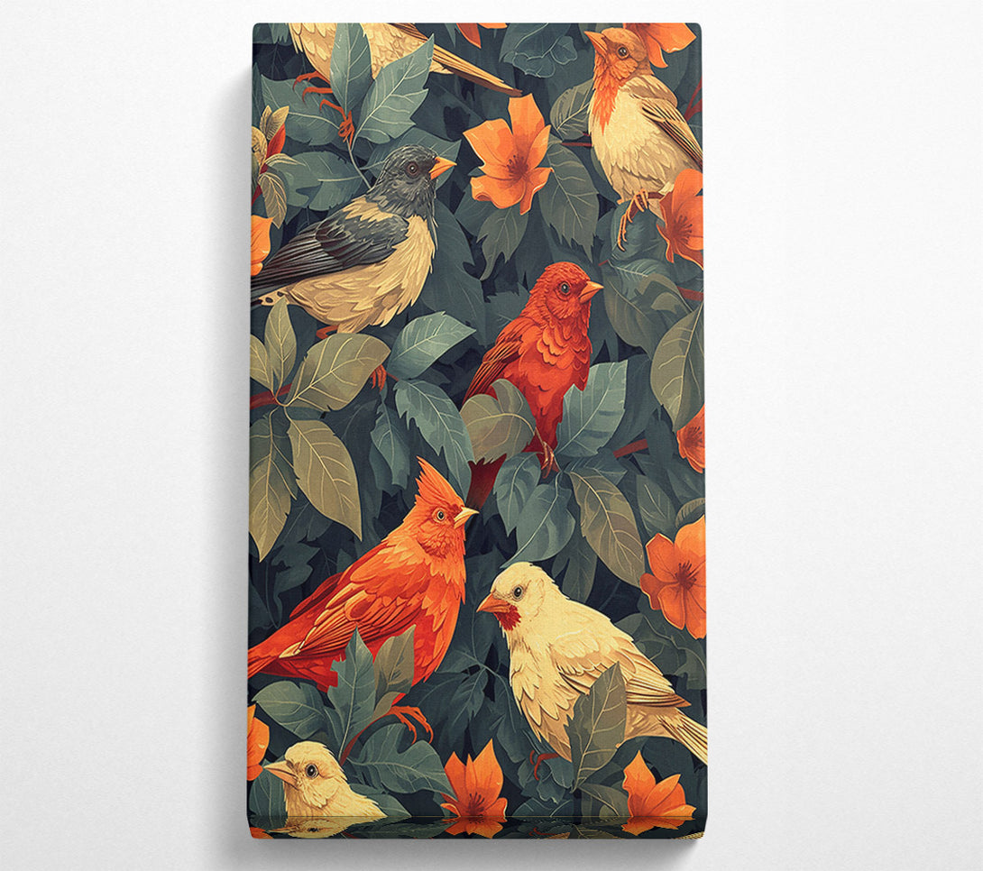  A Canvas Print of Orange Birds In Bloom Canvas Wall Art