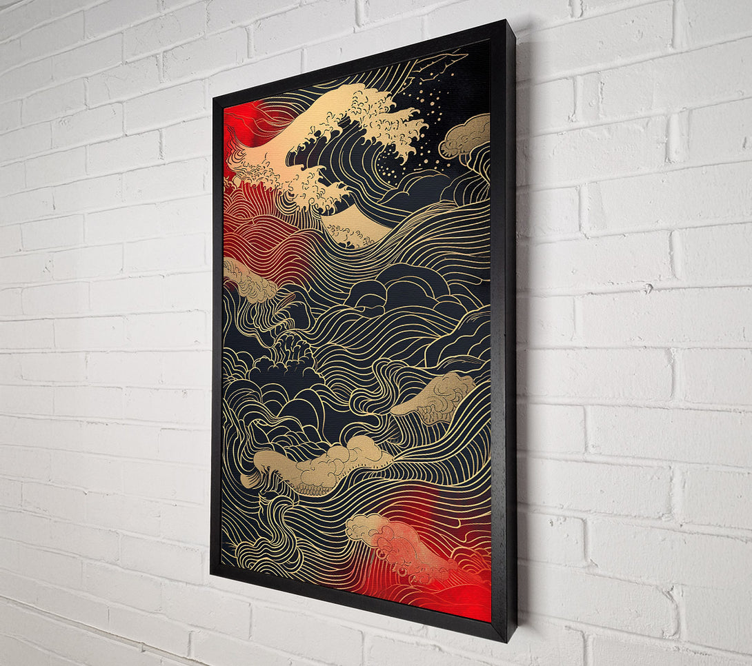  A Canvas Print of Crimson Waves Of Gold Canvas Art