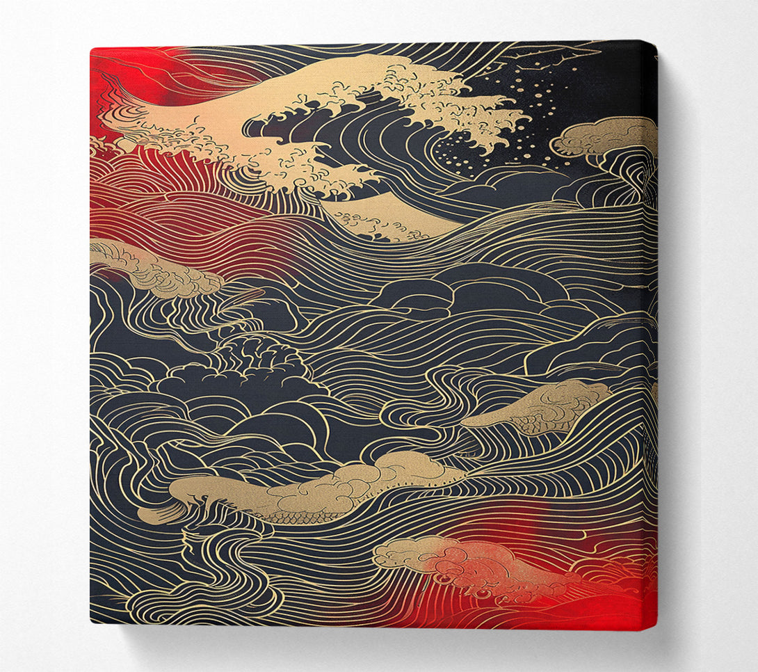  A Canvas Print of Crimson Waves Of Gold Canvas Art